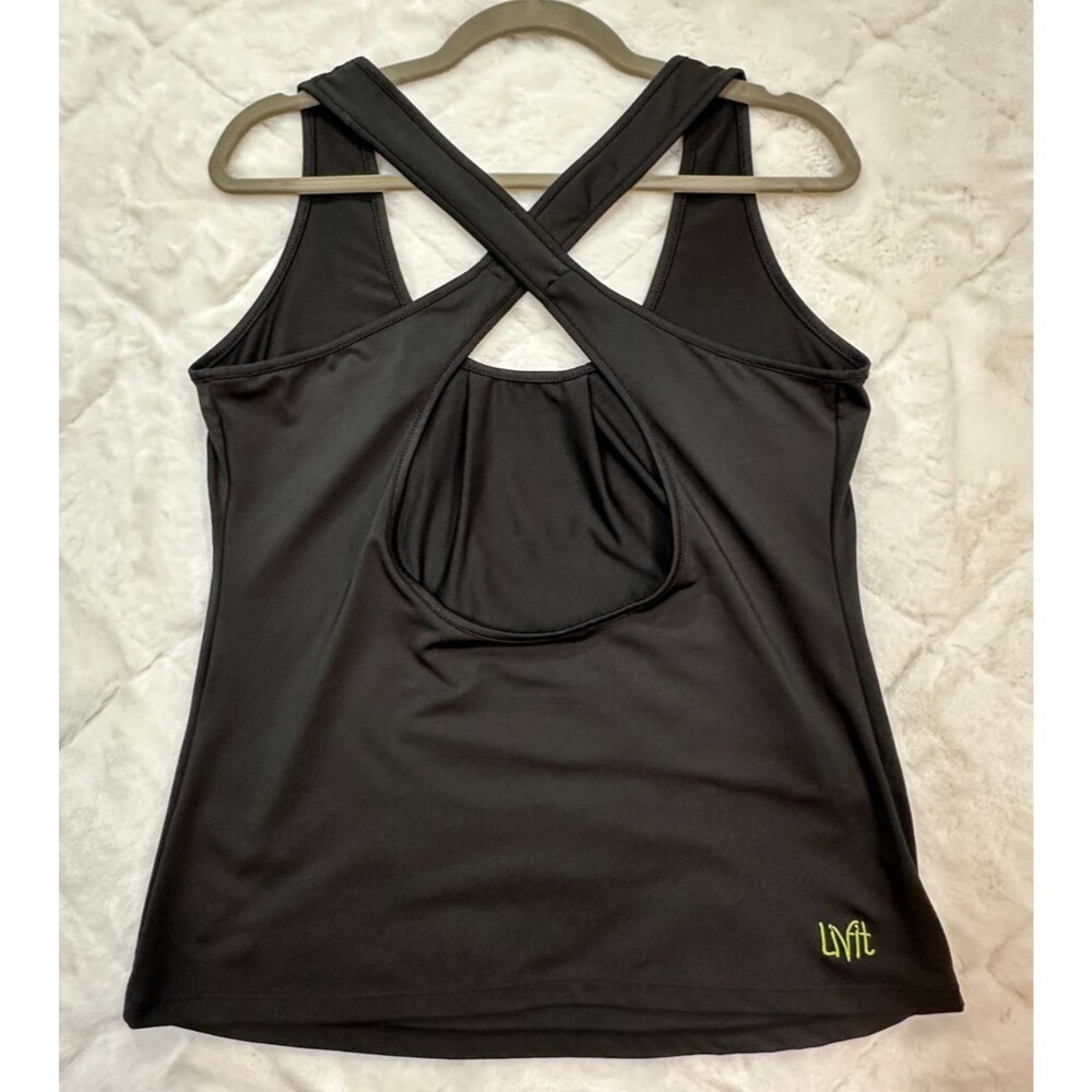LivFit Black Racerback Tank Top Size Large Athletic Gym Workout Activewear